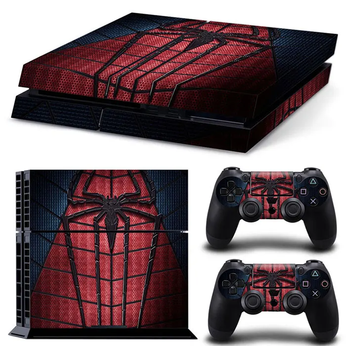 Marvel Spider Man Deadpool Vinyl Skin Sticker for PS4 Slim Console and 2 Controllers Decal Cover Game Accessories 
