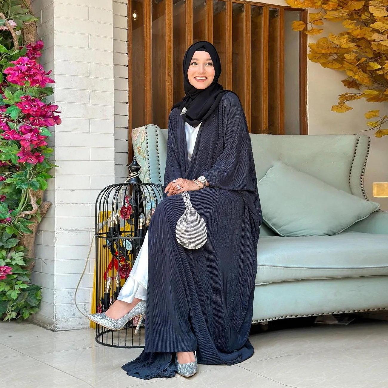 Eid Muslim Dresses Women Pleated Abaya 2023 Long Dress Morocco Kaftan Maxi Robe Party Abayas Caftan Jalabiya Ramadan Vestidos