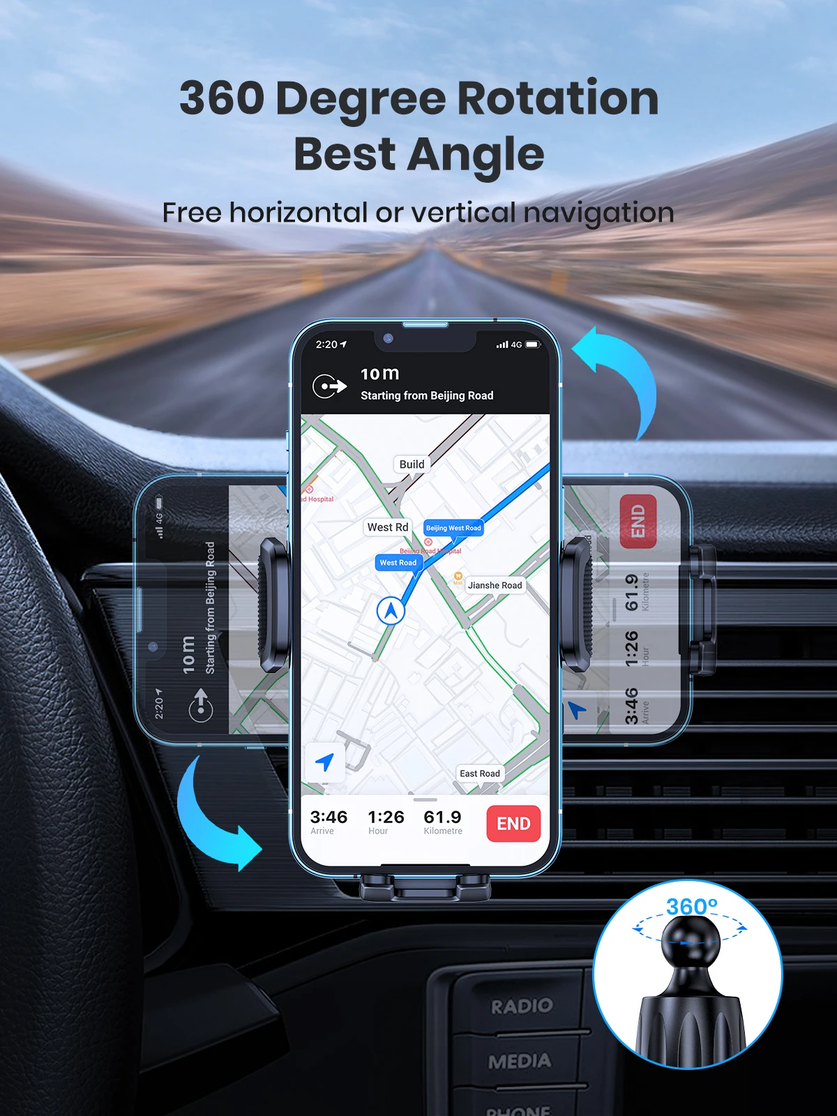 [2-Pack]Phone Holder Car Clip Phone Mount for Car Phone Holder Air Vent Hands Fr