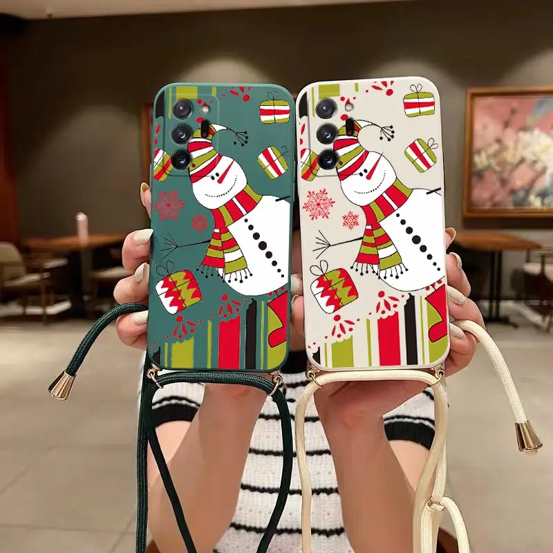 Hug The Snowman Crossbody Lanyard Custodia In Silicone Per Samsung Galaxy Note 20 20 Ultra 10 Lite 10 Plus 10 9 M52 M22 M32 Cover