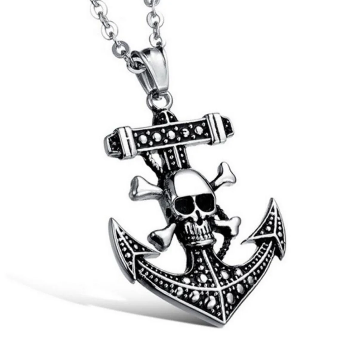 

Men's Necklace 1$ Piece Skull Boat Anchor Pendant Men Hanging Ornaments Pendant Steel Chain Trendy Wholesale Global Lowest Price