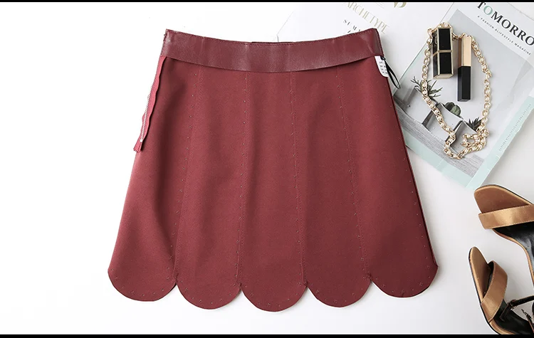 2022 Sheepskin Leather Skirt Women Skirt New Heavy Industry Rivet High Waist A-line Skirt J7 summer skirts