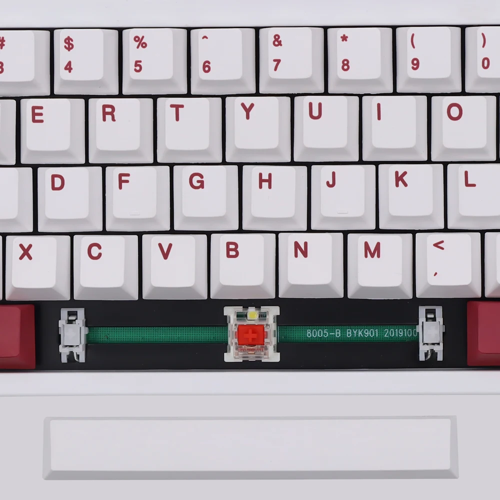 Jtk-クラシックなレッドとホワイトのメカニカルキーボードキャップ,pbt 