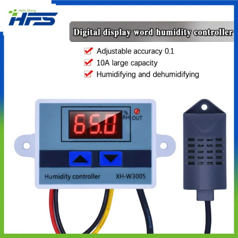 

Digital Humidity Controller XH-W3005 12V 24V 220V Humidistat Hygrometer Regulator Humidity Control Switch + Humidity Sensor