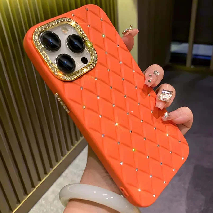 LuxuryBlingDiamondCheckedBackCoversForiPhone1514131211Pro