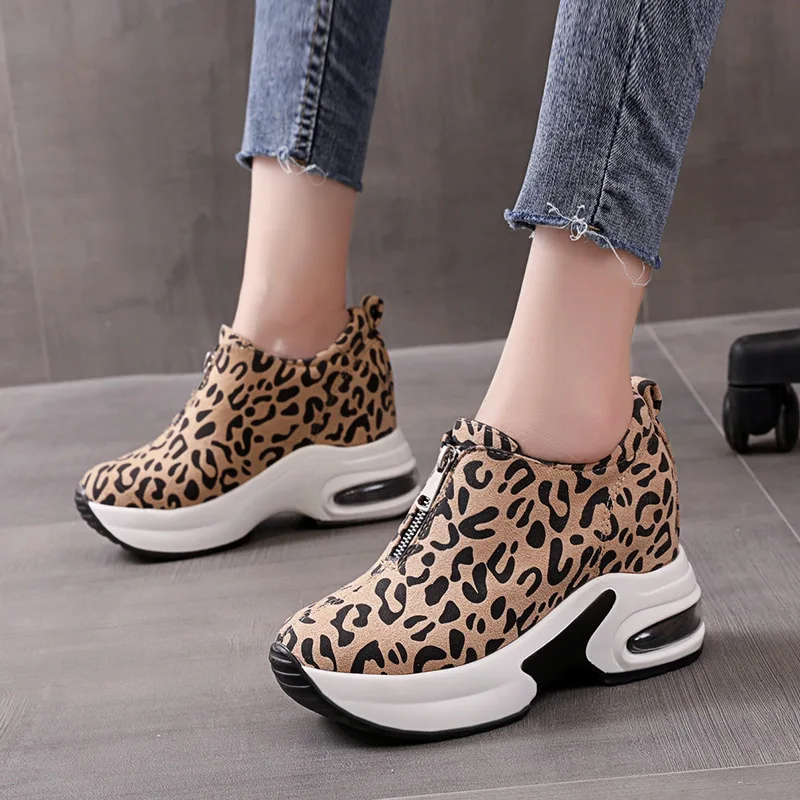 Shoes Fall and Spring new inner increase student casual sports shoes leopard print slip-on loafers sneakers  P793 2
