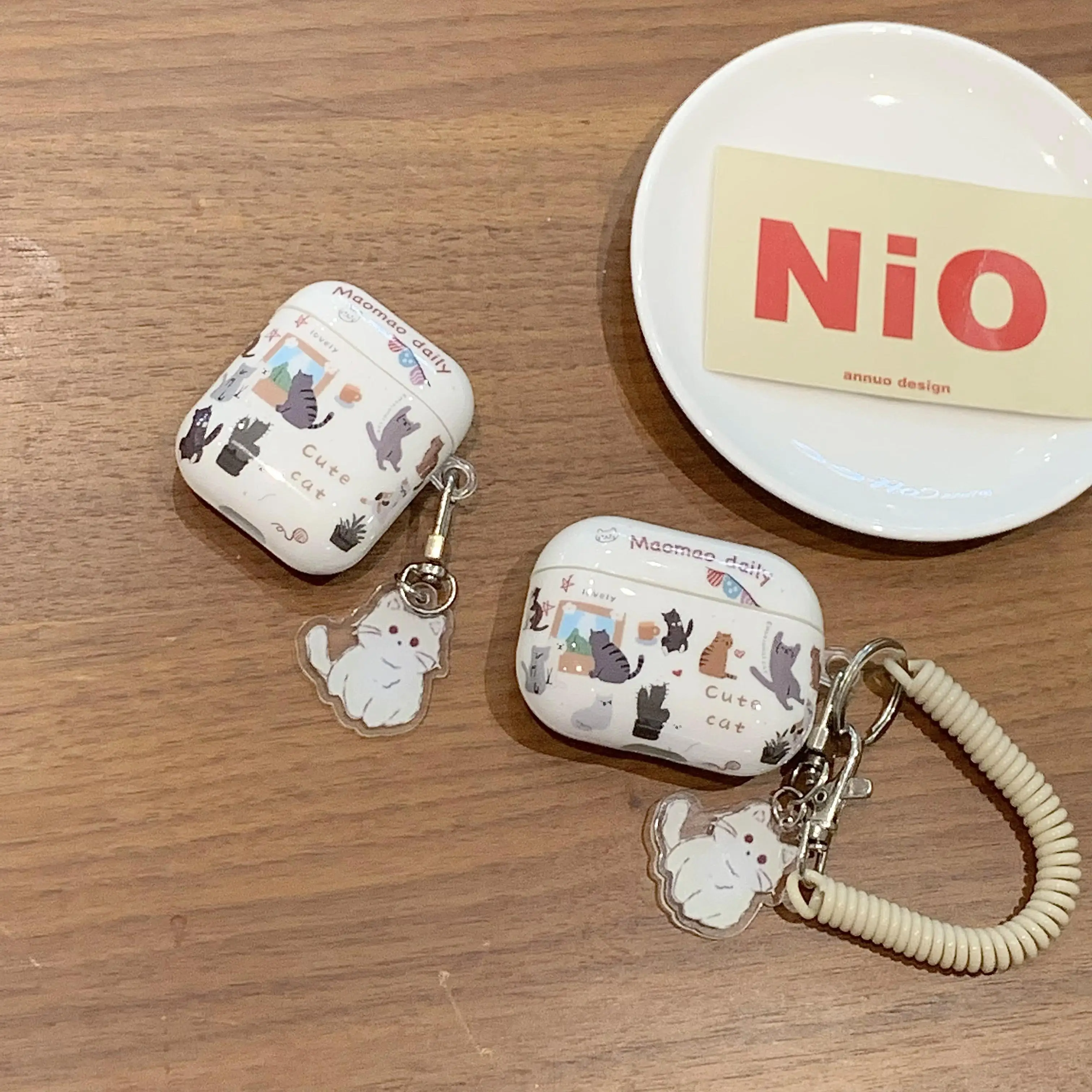 Ins Funny Cartoon Cute Cat Action Series Cover Per Ciondolo Linea Telefonica Per Airpods 1 2 3 Airpods Pro 2