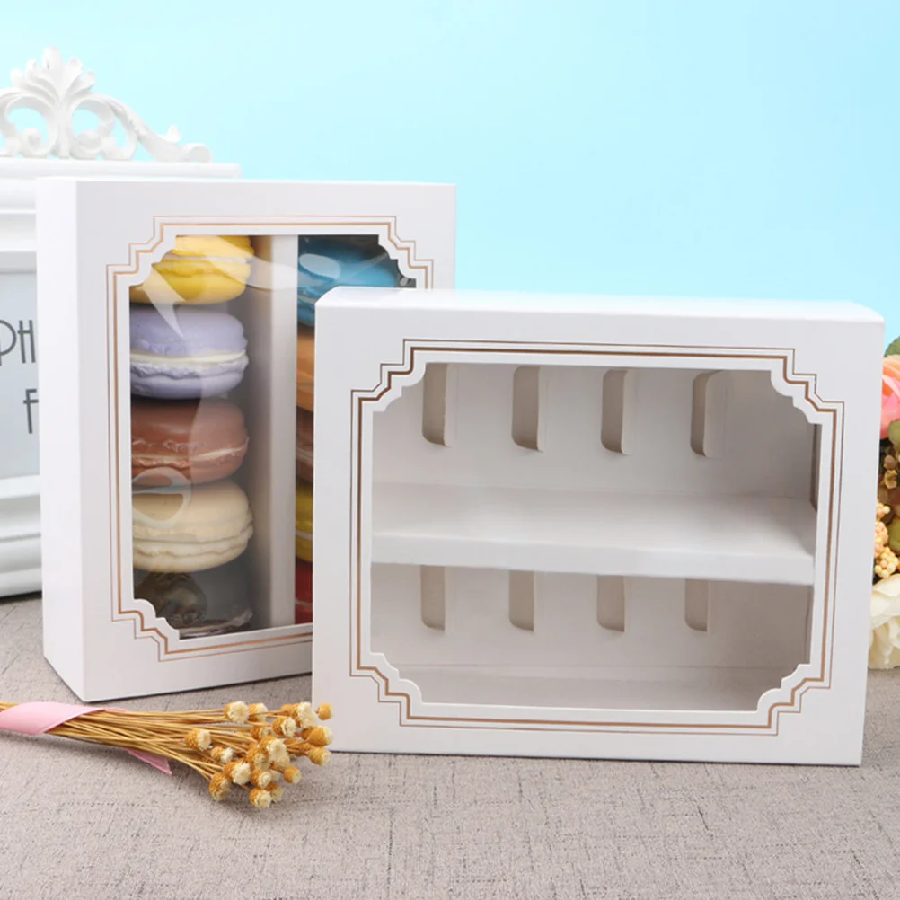 

Paper Macarons Box Packaging Macaron Box With Window Dessert Containers Muffin Cupcake Box Carriers For Home Dessert Shop