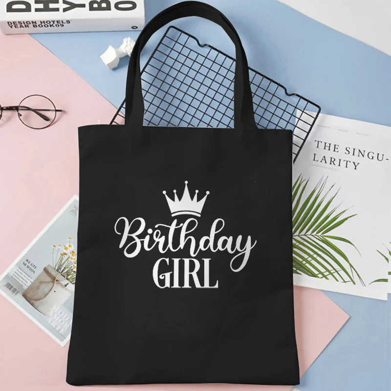 Birthday Queen Canvas Bag It's My Birthday Shopper Handbags Party Environmental Storage Reusable Shoulder Tote Bag