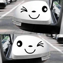 

2 Pcs Reflective Cute Smile Car Sticker Rearview Mirror Sticker Car Styling Cartoon Smiling Eye Face Sticker Decal Car