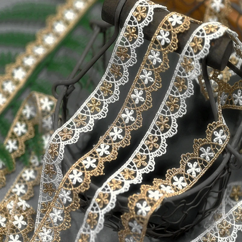 Borla De Encaje De Poliéster Flecos Dorados, 10 Yardas... | Cuotas Sin