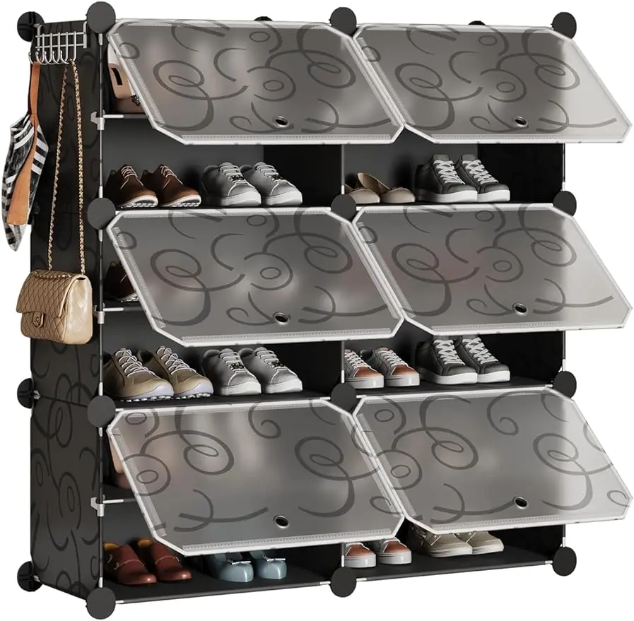 

Стойка для обуви BASTUO, портативный органайзер 24 пары, узкая стойка для хранения обуви, Штабелируемый, экономия места в шкафу