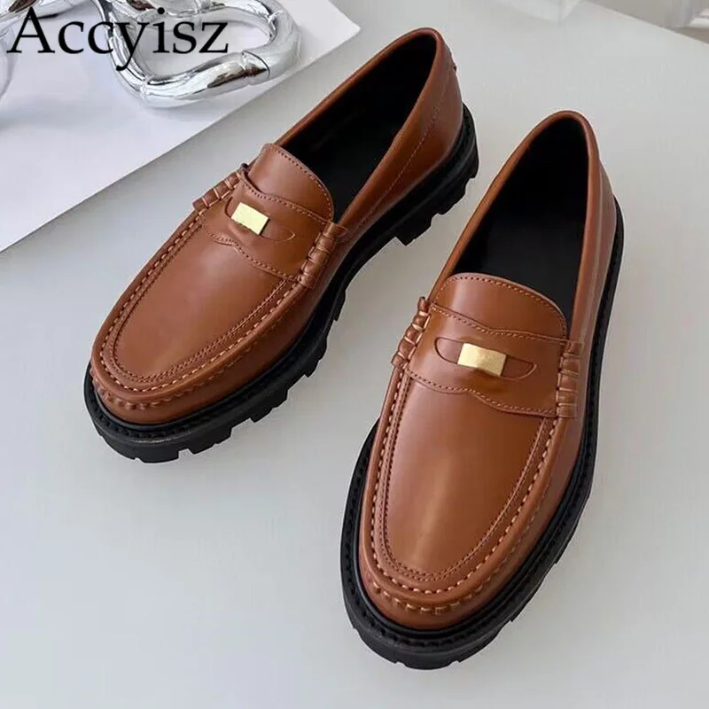 

New Solid Color Lefu Shoes Metal Decorative Flat Shoes Women Leisure Comfort Walking Shoes Spring Outdoor Vacation Casual Shoes