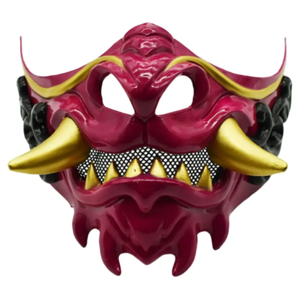 Realistische 3D japanische Samurai-Maske, leicht, atmungsaktiv, Halloween-Cosplay-Masken, wilde Zähne, Fang-Maske, Kleidungszubehör – Detail 3