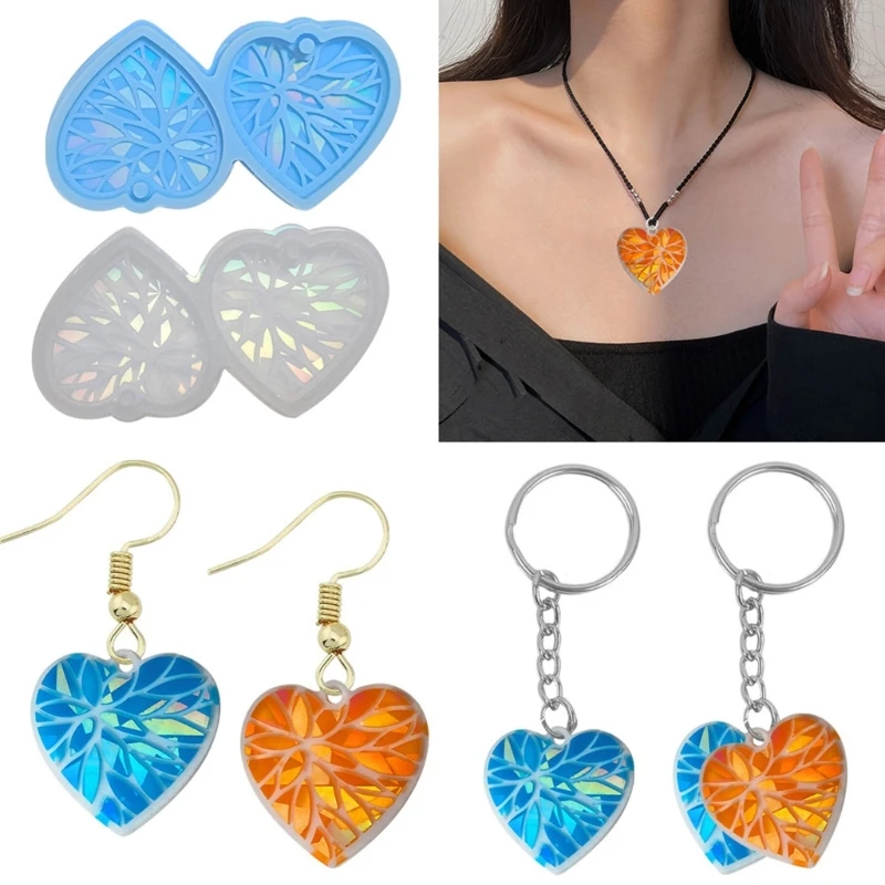 DIY Heart Shaped Earring Casting Silicone Mould Crafts Earring Pendant Making Tools Crystal Epoxy Resin Mold Dropship