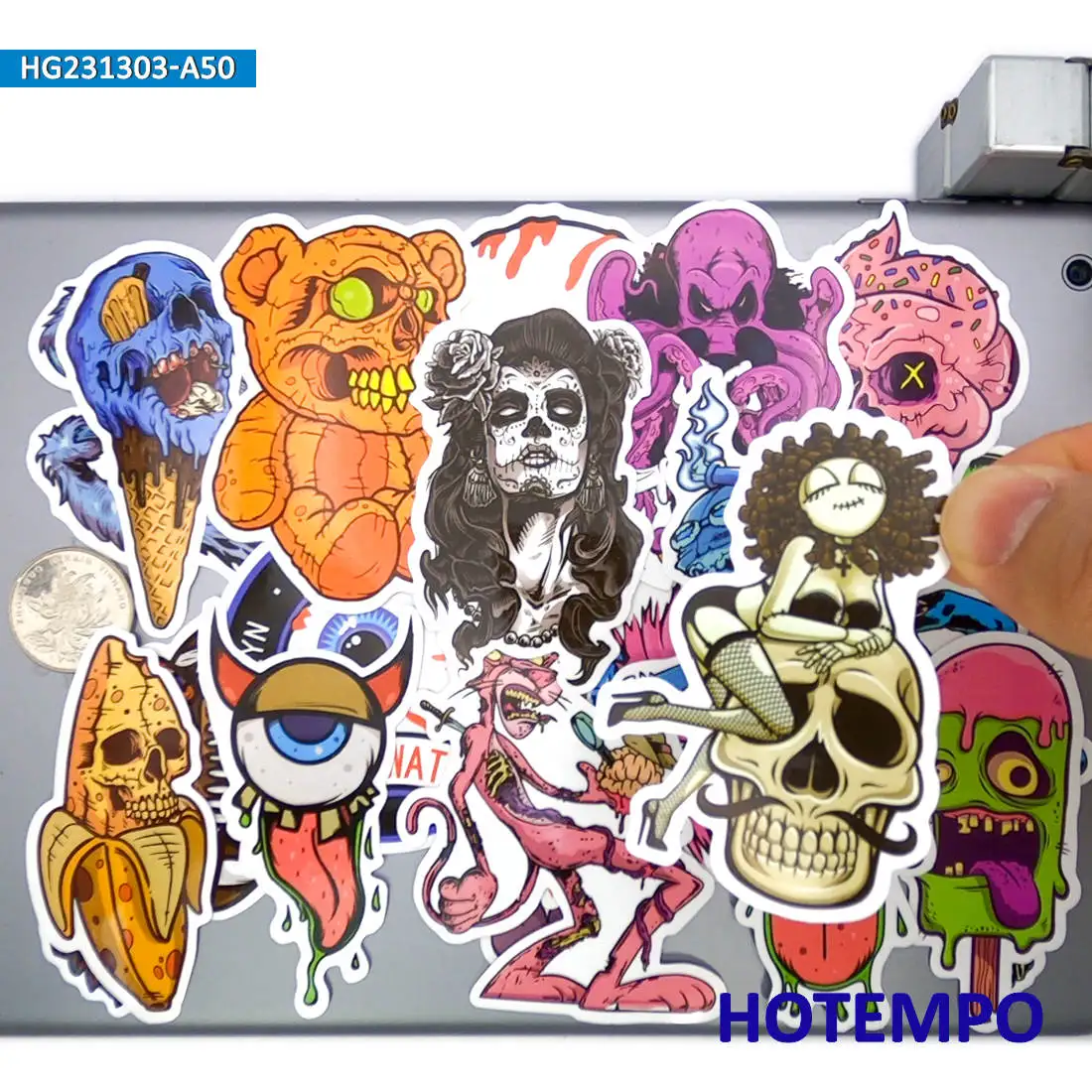 20/30/50 Stück, Lustige Zombie-Aufkleber, Teufelsmonster Skelett, Aufkleber im Comic-Stil, für Auto, Motorrad, Laptop, Gepäck, Telefon, Fahrrad, Skateboard, Gitarre, Helm, Wasserdichte Aufkleber – Detail 5