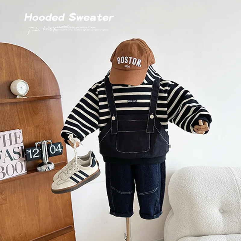 

Fashion Children's Hoodie Boys and Girls Autumn Winter Sweatshirt Long Sleeve Tops Kids Cotton Clothes Kids Striped Clothing