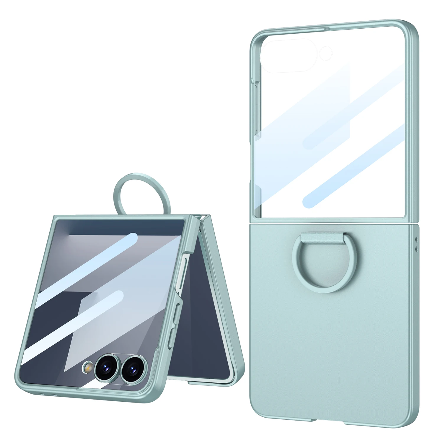Premium 360° Glass Screen Protector with Slim Matte Case and Ring Holder