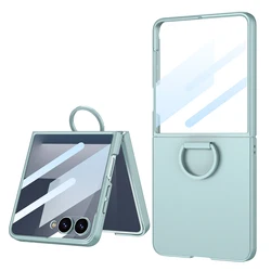 Premium 360° Glass Screen Protector with Slim Matte Case and Ring Holder - Galaxy Z Flip7 FE (Green)