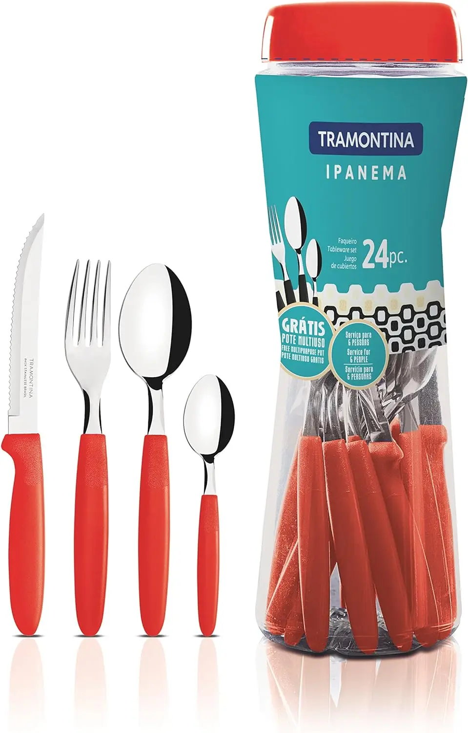 Faqueiro Ipanema 24pcs (Vermelho)