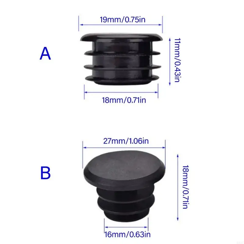 831C 10Pcs Bicycles Handle Bars End Caps Bicycles Handlebars Bars Grips End Plugs Set Black Bikes Handle Plugs Set
