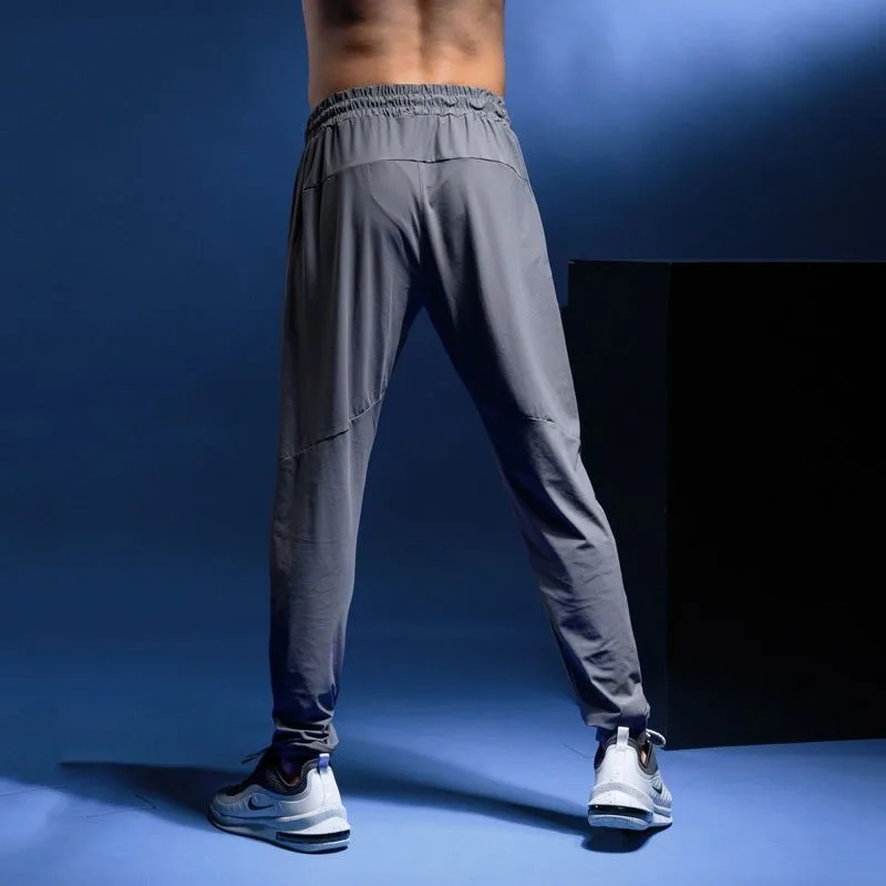 Simplicity Summer Casual Pants Men's Ice Silk Quick Dry Zippers Pockets Letter Elastic Waist Drawstring Bodybuilding Sweatpants