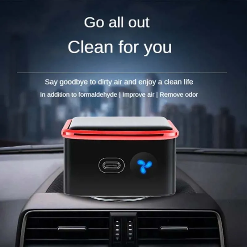 Solar Car Air Purifier Usb Oxygen Cleaner Ozone Generator HEPA Filter Smoke Remover Smart Gadgets Car Supplies