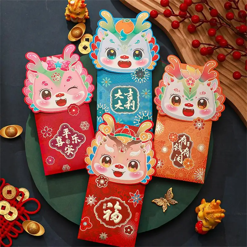 

Gu Fun мультфильм 2024 тысяча юаней Весенний фестиваль Китайский Зодиак праздничные аксессуары 2024 красный конверт сумка толстый картон