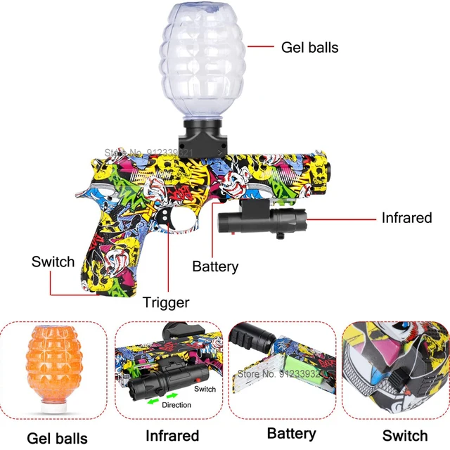Hot AK47 Electric Gel Ball Blaster Rechargeable & Automatic Airsoft Pistol for Adults & Kids - Splatter Toy Gun with Water Beads 6