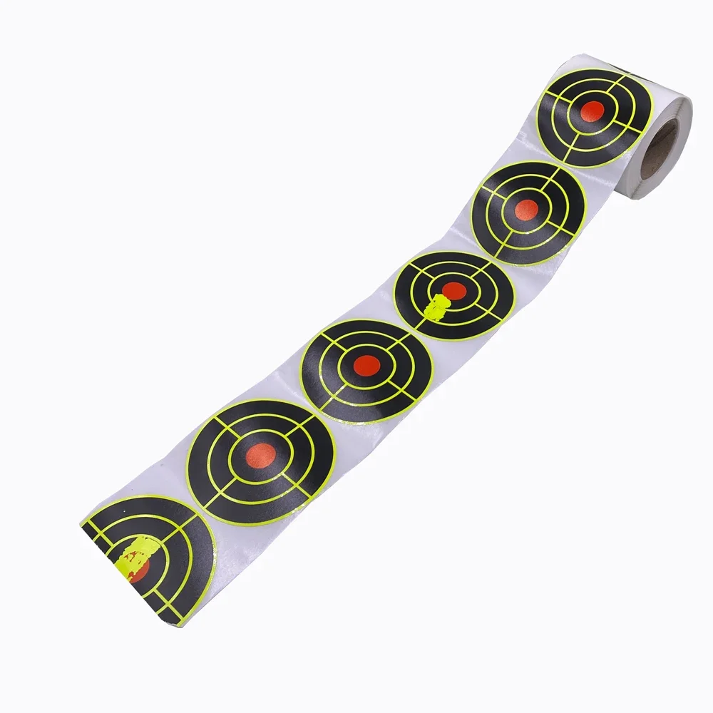 7.50cm Self-Adhesive Splatter Splash Amp Reactive(Colors Impact) shooting target sticker Shooting Sticker Targets(Bulls-eyes) 100/200Pcs Per Roll