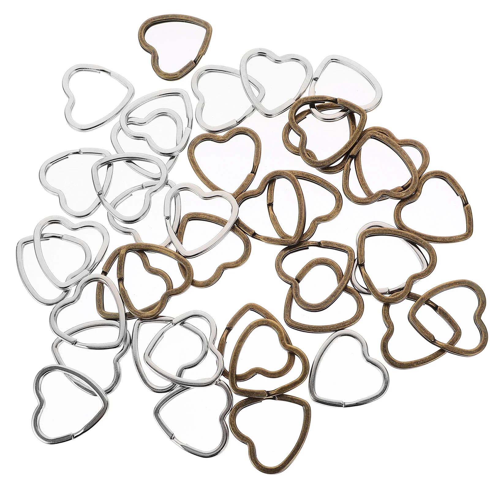 40Pcs Retro Style Heart Shape Key Rings Handcrafted Split Rings