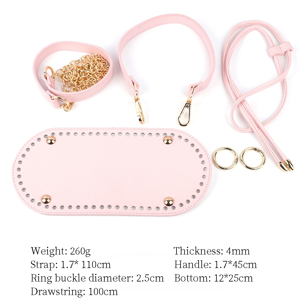 DIY Chain Handbag Shoulder Strap Woven Bag Set Leather Drawstring Bag Bottoms Knitting Woolen Yarn Handmade Bag Accessories