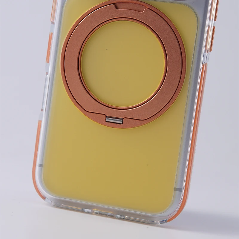 Magnetic Metal Stand Holder with Wireless Charging Matte Hard PC Shockproof Cover