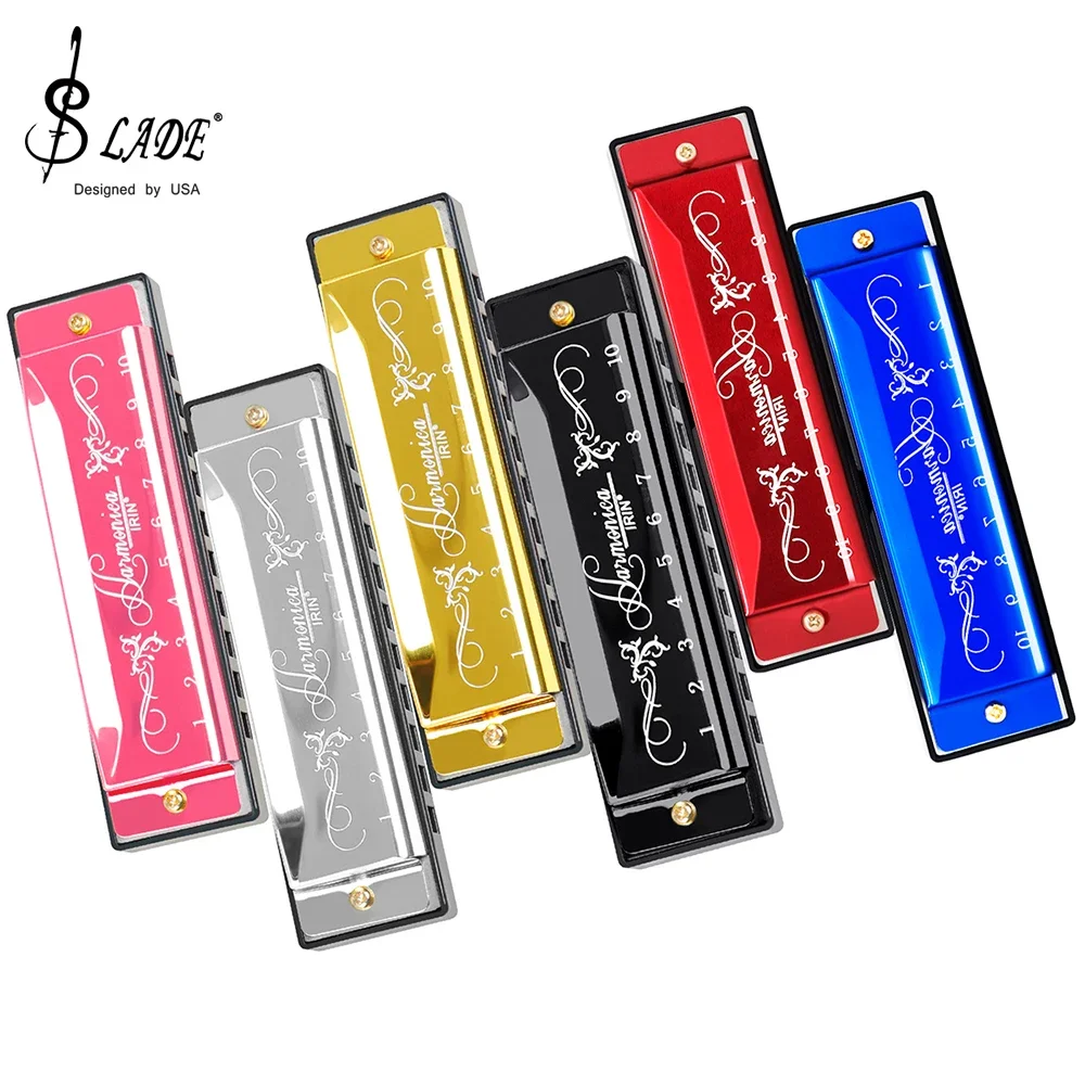 SLADE Harmonica Professional 10 Hole 20 Tone C Key Harmonica Mouth Organ Beginner Instruments Kids Teaching Gifts