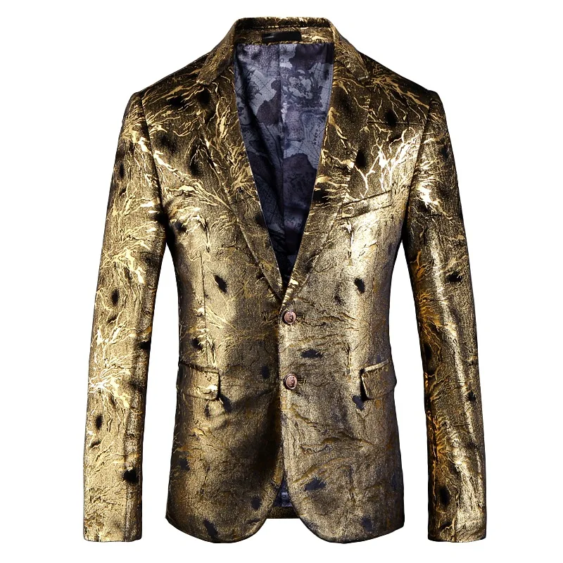 

Plyesxale Brand Gold Blazer For Men Slim Fit Mens Floral Print Blazer Jacket 5xl British Style Prom Party Wedding Blazers 8005