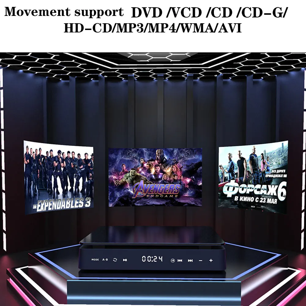 TV CD VCD DVD ÷̾ HD 1080P  ÷̾ USB Է  HDMI AV ,  3.5mm  LED ġ ũ