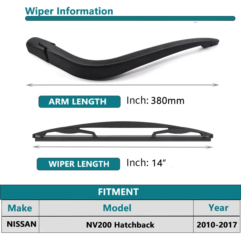 Car Wiper Blade Rear Back Window Windscreen Windshield Wipers For Nissan NV200 Hatchback 355 mm 2010-2017 Auto Accessories 4