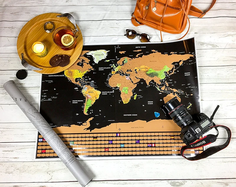 Large Size Scratch Off World Travel Map Premium Personalized Wall Sticker Poster All Country Flags Gift Package for Travelers (3)