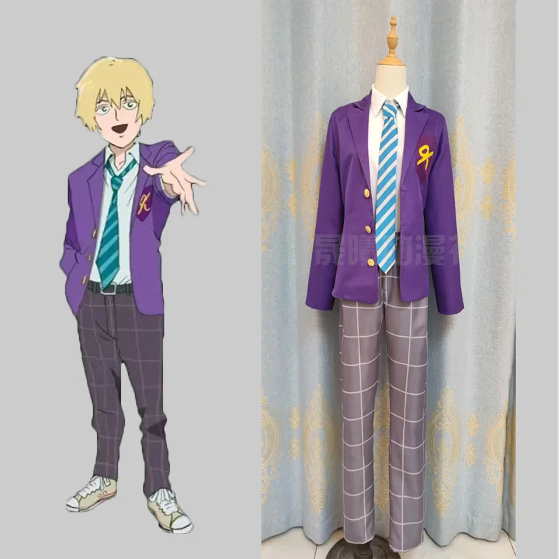 

COSLEE Anime Mob Psycho 100 Hanazawa Teruki Cosplay Mobu Saiko Hyaku Costume Coat+Shirt+Pants+Tie Halloween Party Outfit Unisex