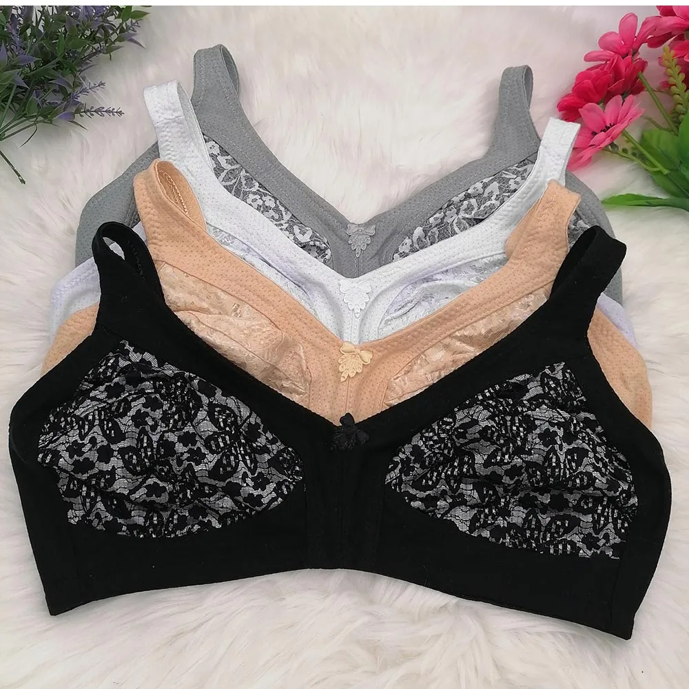 Classic Full Coverage Bra for women lace embroidery sexy lingerie DEMI Push Up cotton underwear top plus size 40-50 DEF cup C29 1