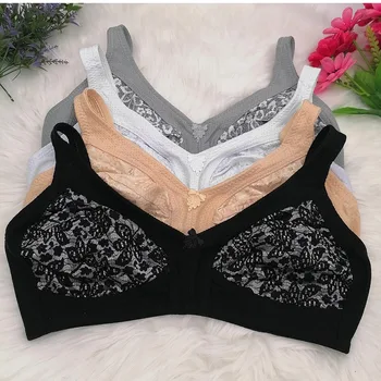 Classic Full Coverage Bra for women lace embroidery sexy lingerie DEMI Push Up cotton underwear top plus size 40-50 DEF cup C29 1