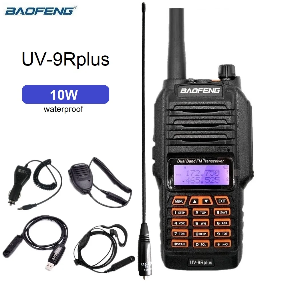 Водонепроницаемая рация Baofeng uv9r plus 10 Вт, vhf, uhf, двухсторонняя радиостанция, любительская радиостанция, Любительская рация, сканер hf, приемопередатчик портативная рация baofeng uv 9r plus оригинальная двухдиапазонная водонепроницаемая радиостанция 10 вт двухсторонняя uv9r