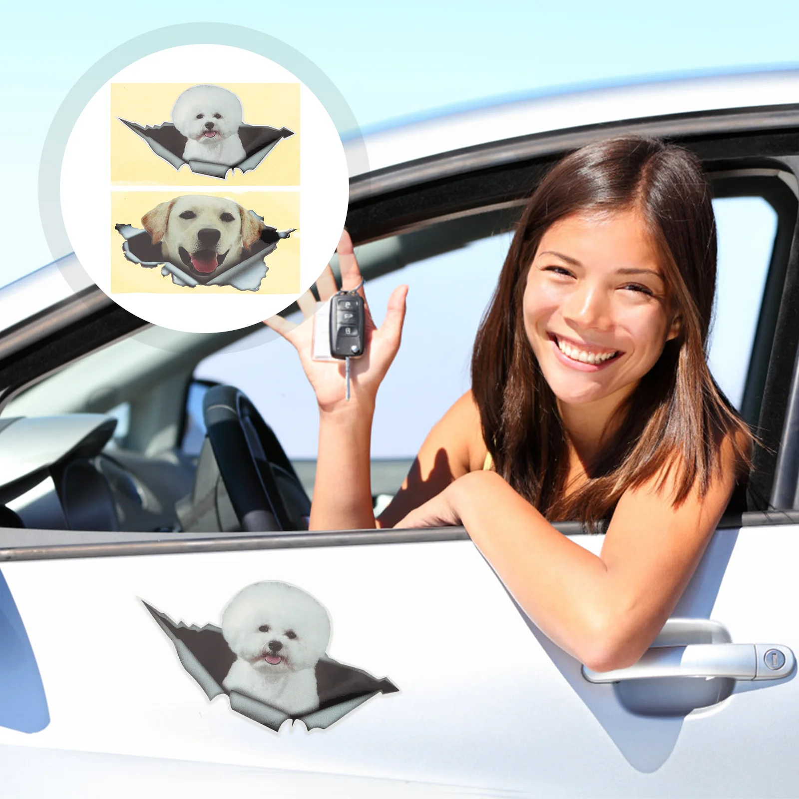 

2 Pcs Car Stickers Dog Decal Decor for Windows Decals Decoration Original Design Anime