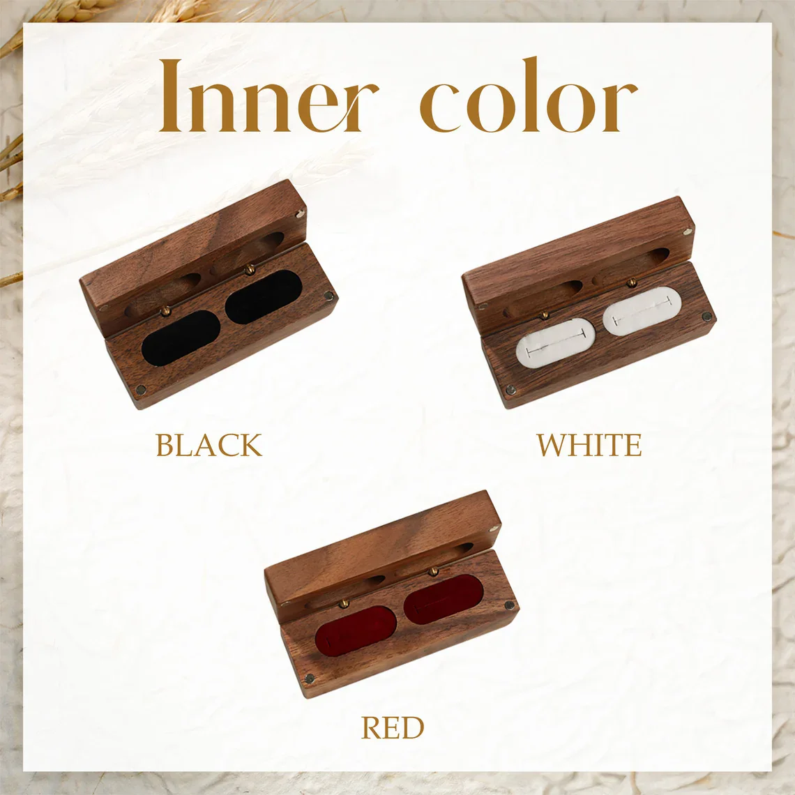 Personalized Rustic Wooden Double Ring Box for Weddings and Engagements