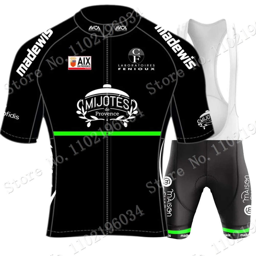 AVC AIX-EN-PROVENCE Team Cycling Jersey Set Short Sleeve Clothing Mens Road Bike Shirts Suit Bicycle Bib Shorts MTB