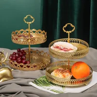 Light Luxury 2 layer Iron Fruit Tray Home Living Room Tea Table Light Luxury Net Red Fruit Tray Home Snack Nuts Storage Tray 1