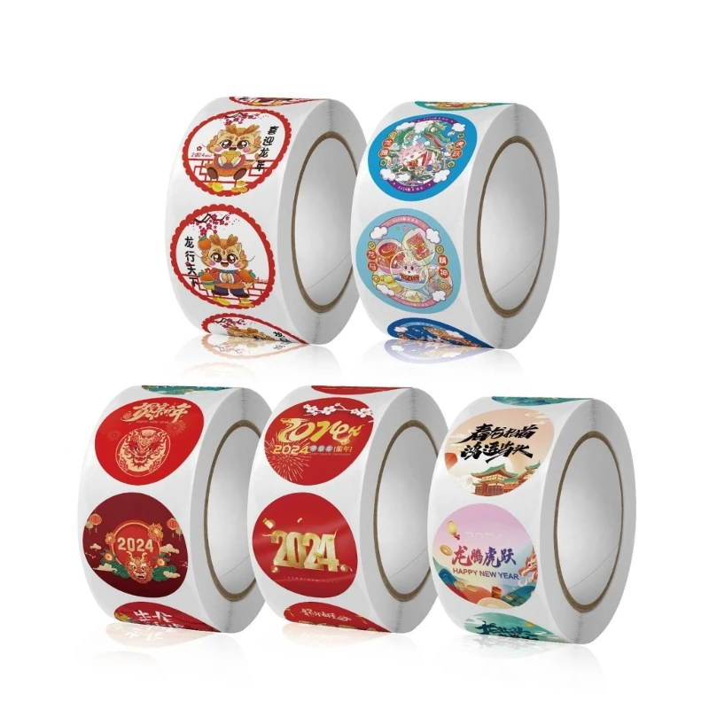 500Pcs/roll New Year Stickers Festive Self Adhesive Labels Traditional Chinese Ornament for DIY Gifts and Decorations 87HA