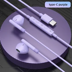 USB C Wired Earphones with In - Ear Design and 3.5mm Jack (Type C Purple)
