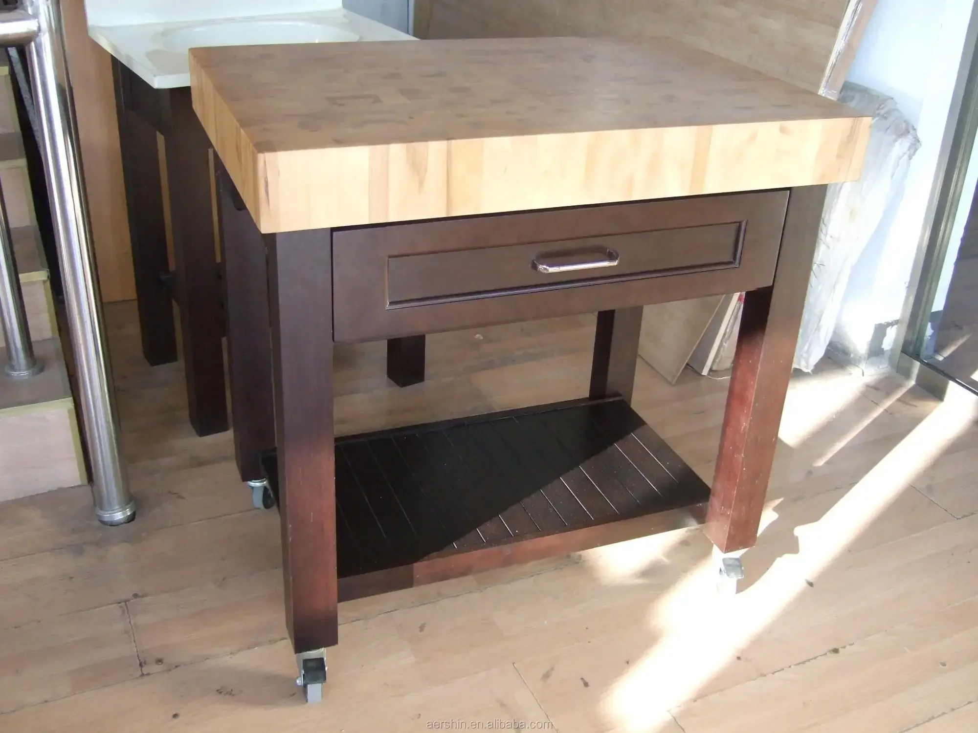 American Project Solid Wood Furniture Kitchen Cabinets Wood Kitchen Island