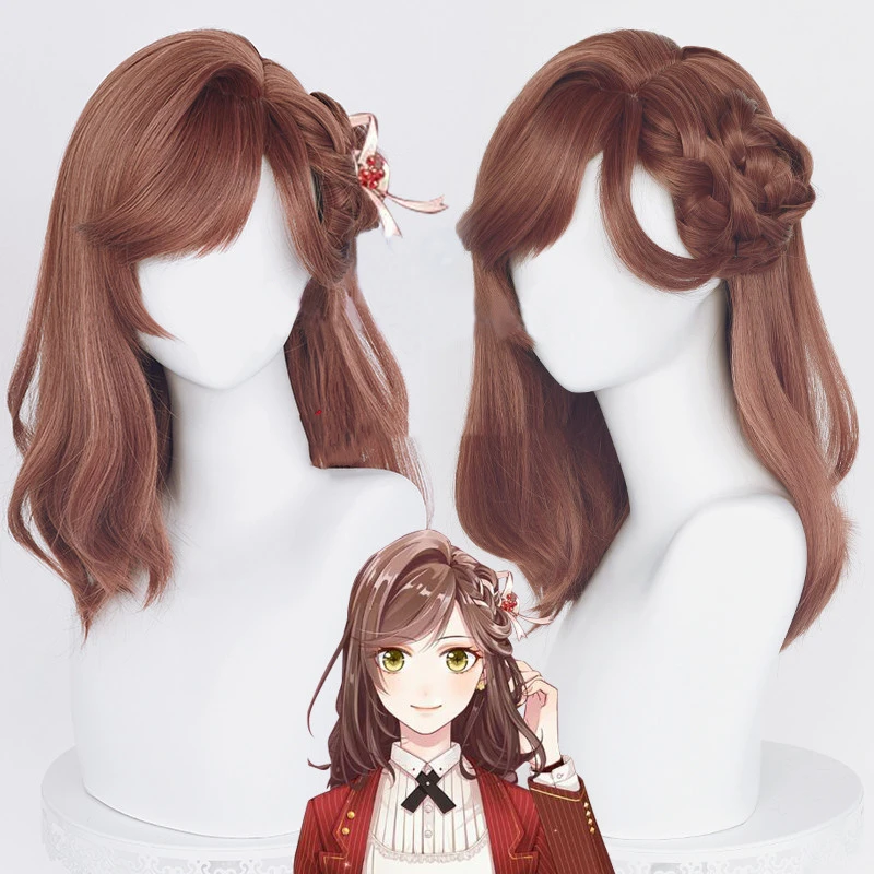 

High Quality Game Tears Of Themis Brown Red Long 50cm Cosplay Wigs Heat Resistant Synthetic Hair Halloween Anime Wig + Wig Cap